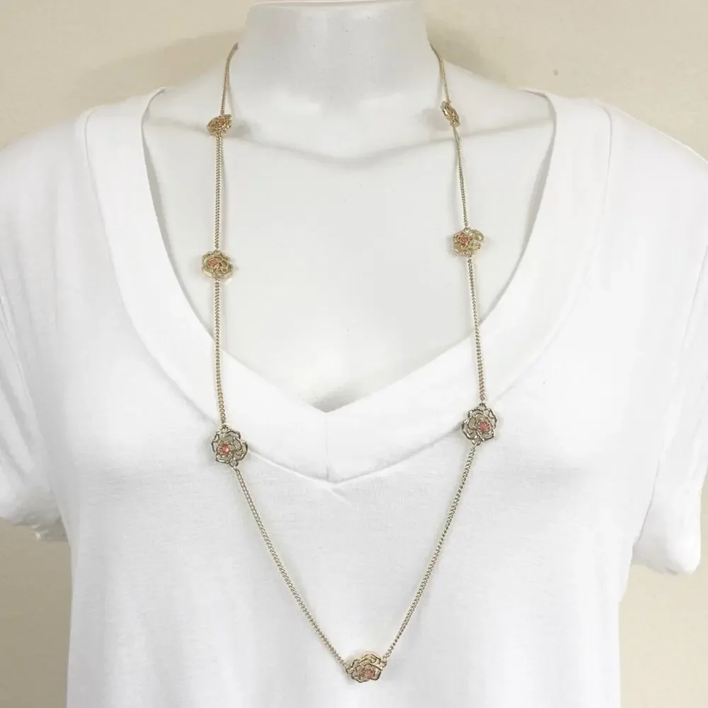 Ann Taylor | Long Rose Flower Necklace